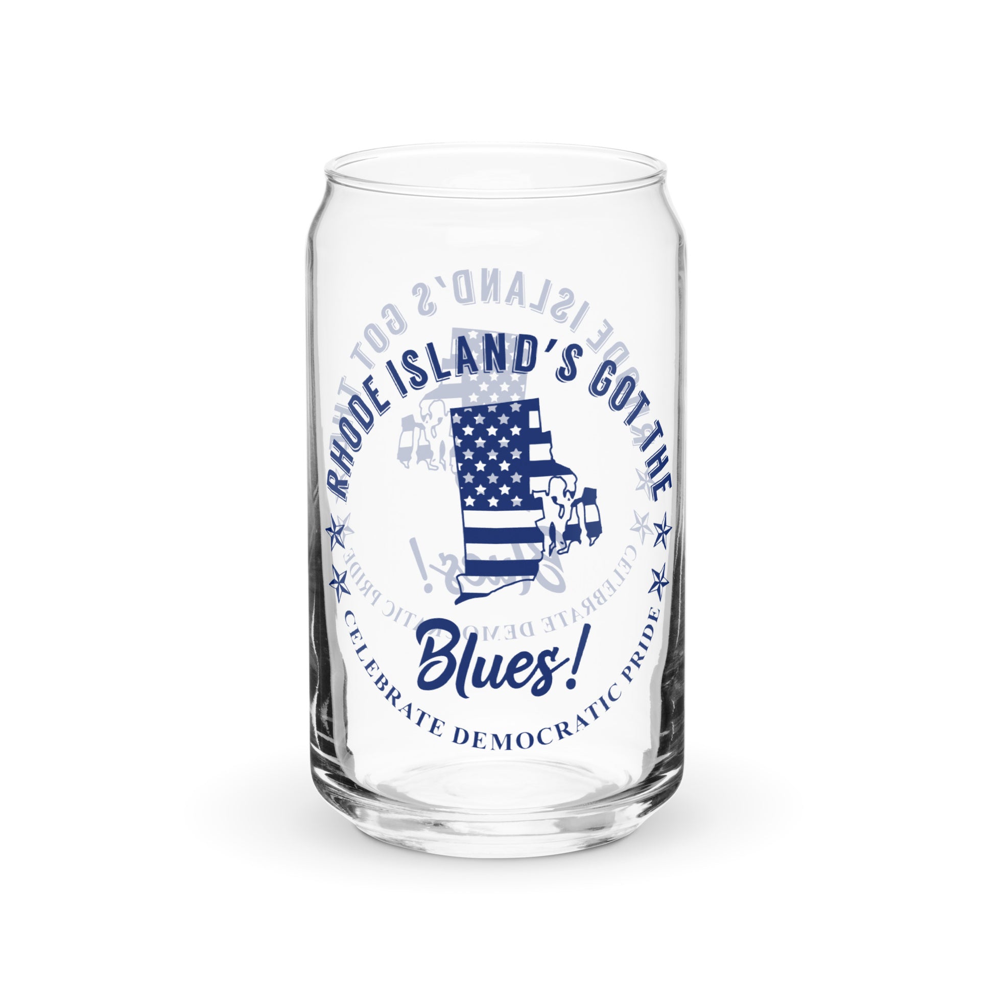 Rhode Island Traditional flag can-shaped glass