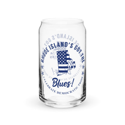 Rhode Island Traditional flag can-shaped glass