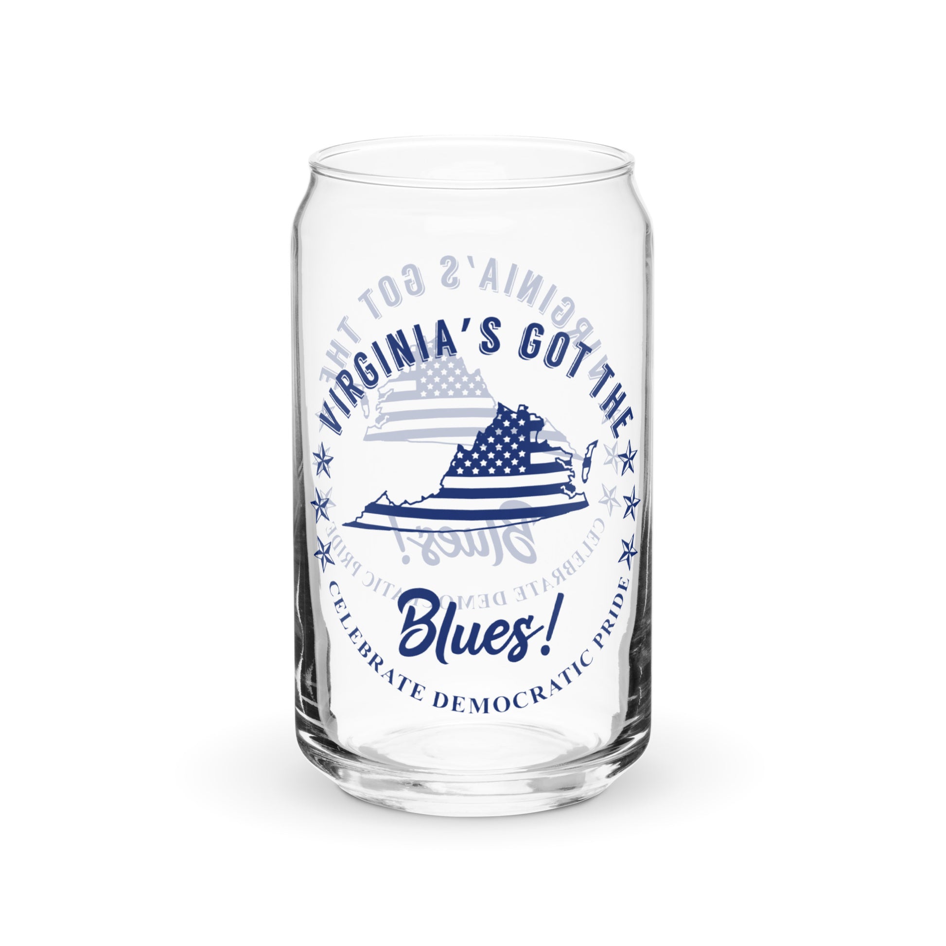 Virginia Traditional flag can-shaped glass