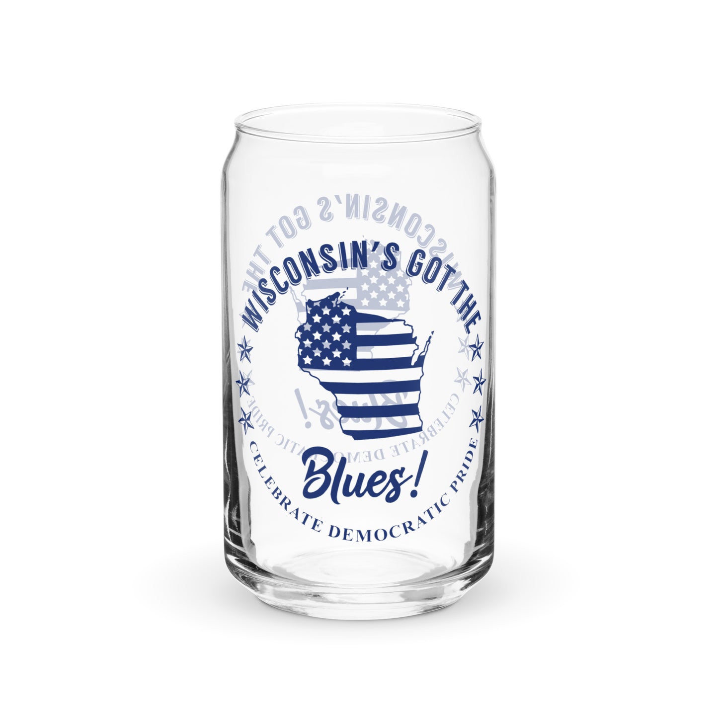 Wisconsin Traditional flag can-shaped glass