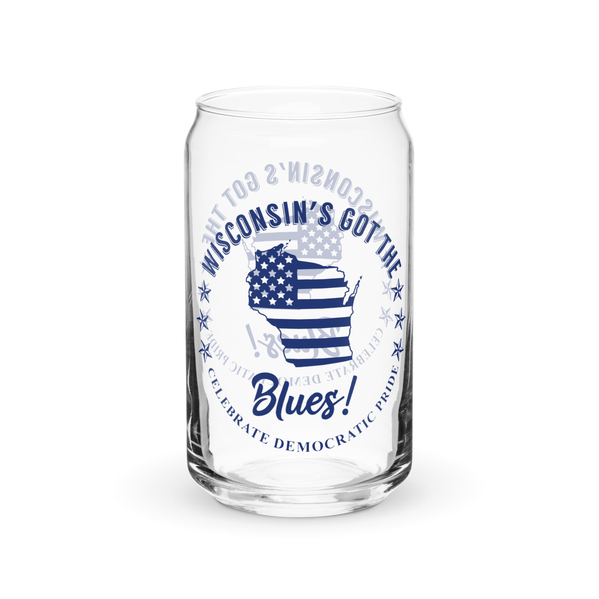 Wisconsin Traditional flag can-shaped glass