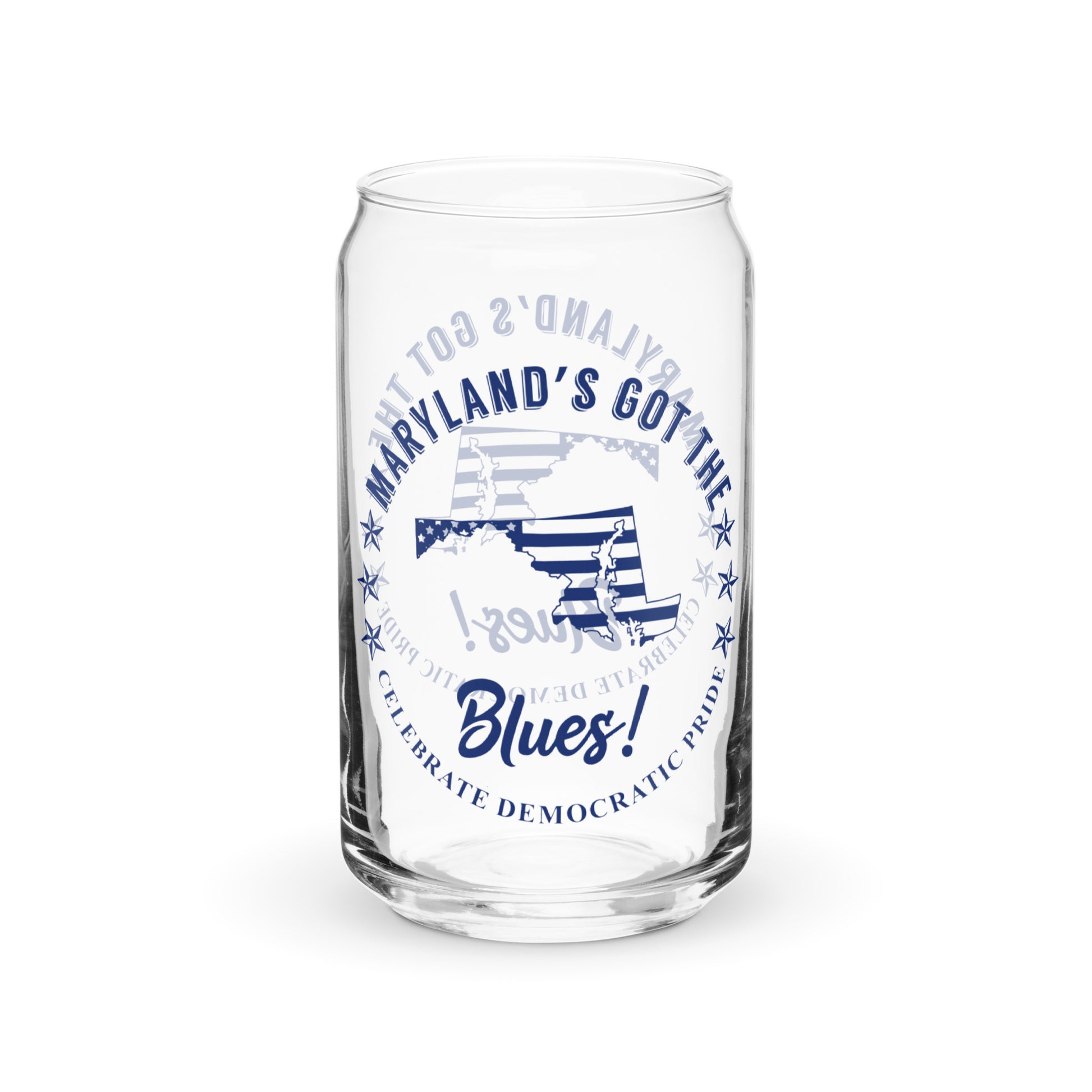 Maryland Traditional flag can-shaped glass