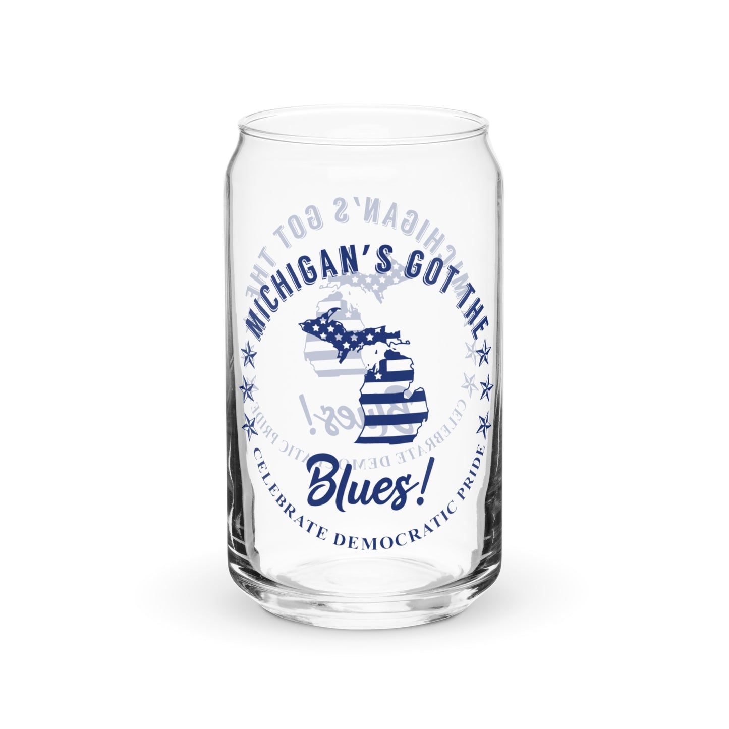 Michigan Traditional flag can-shaped glass