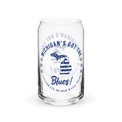 Michigan Traditional flag can-shaped glass