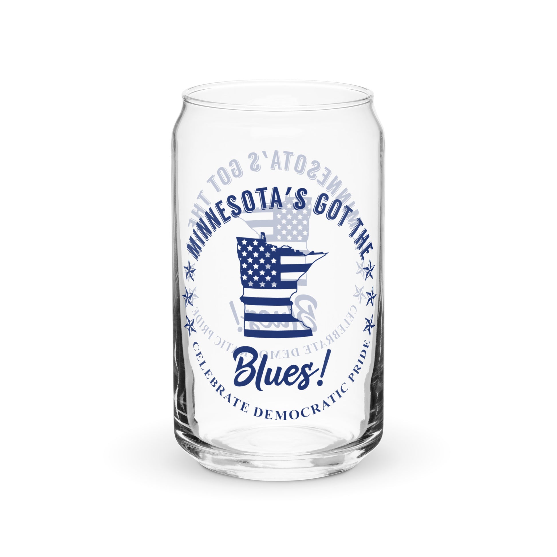 Minnesota Traditional flag can-shaped glass