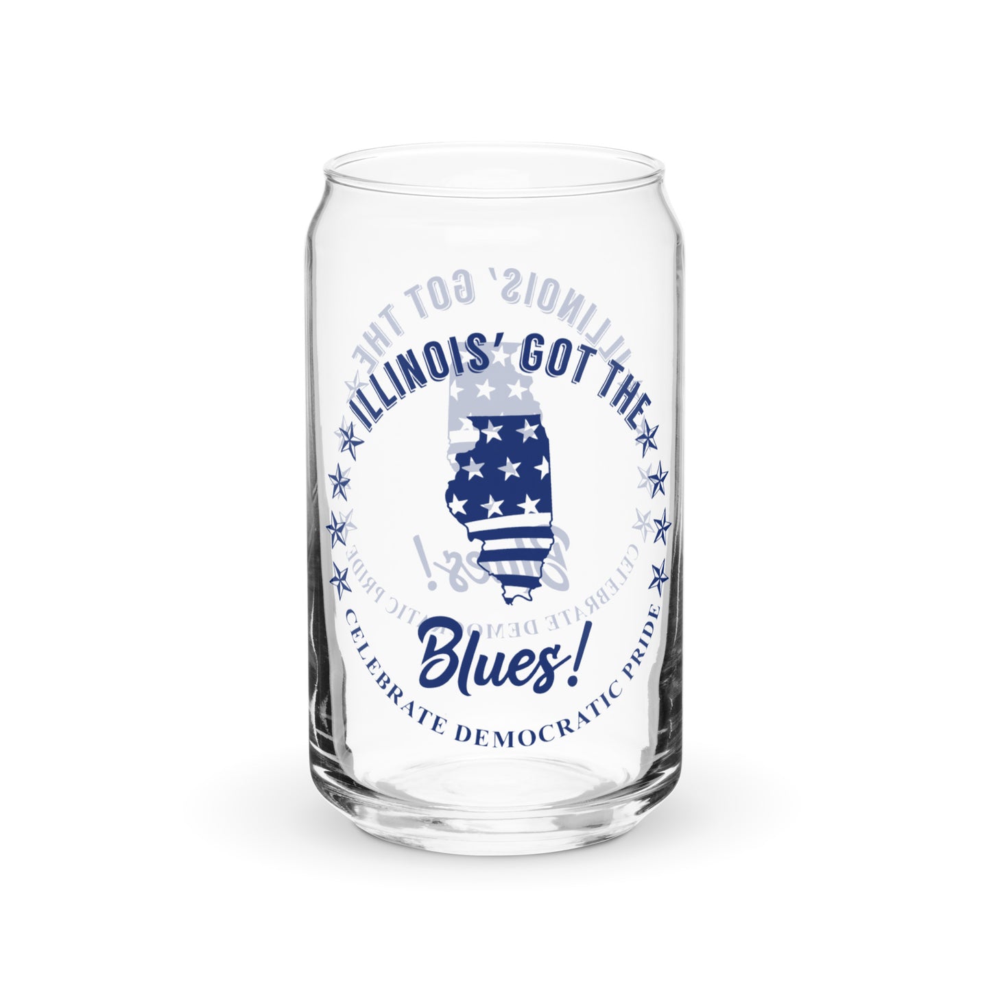 Illinois Swag flag can-shaped glass