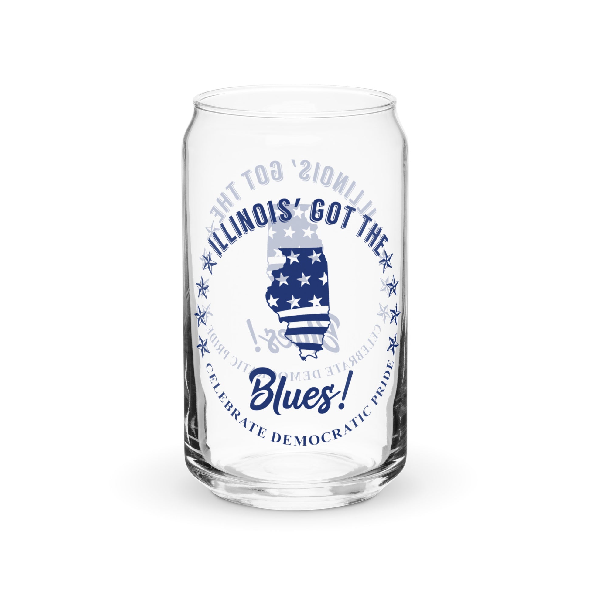 Illinois Swag flag can-shaped glass