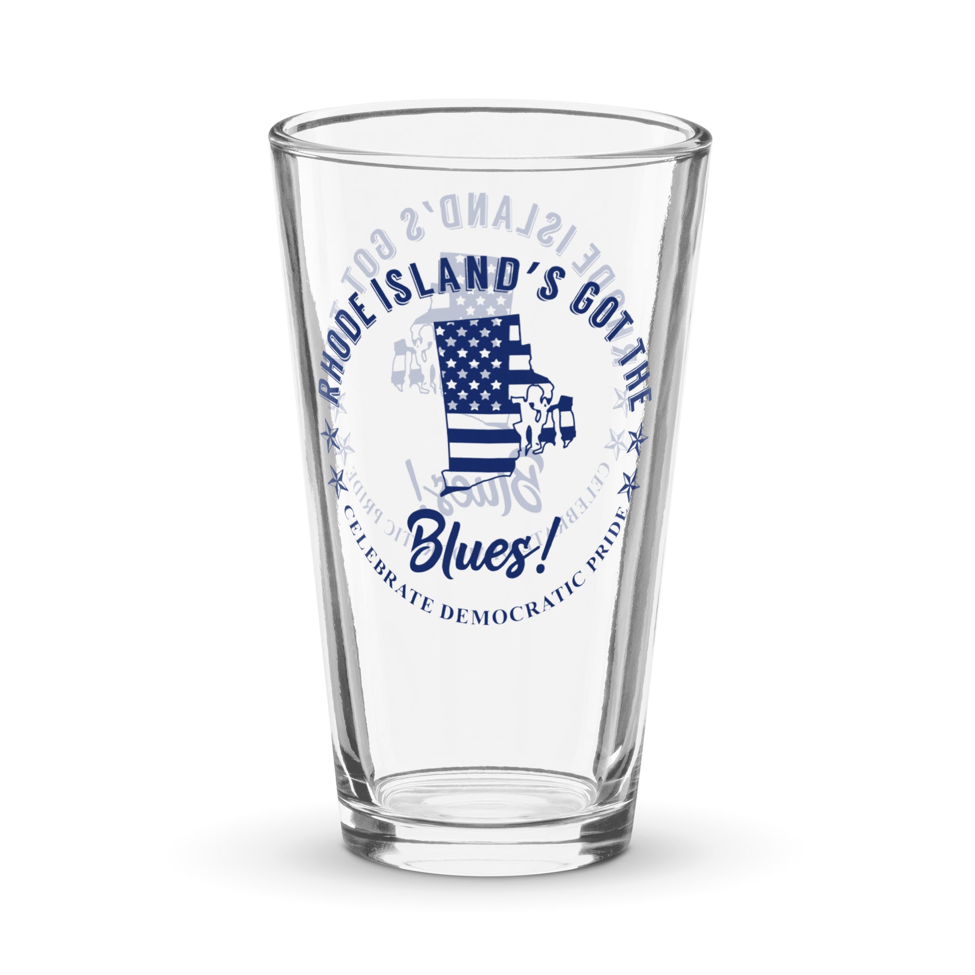 Rhode Island Traditional flag shaker pint glass