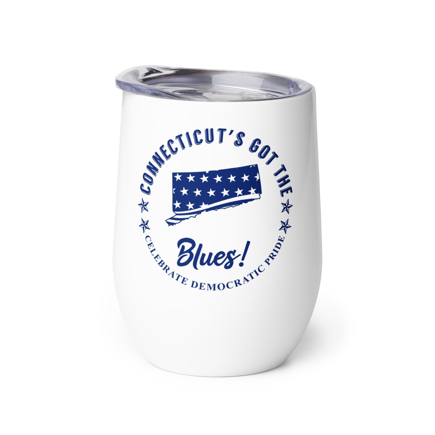 Connecticut Swag flag wine tumbler left