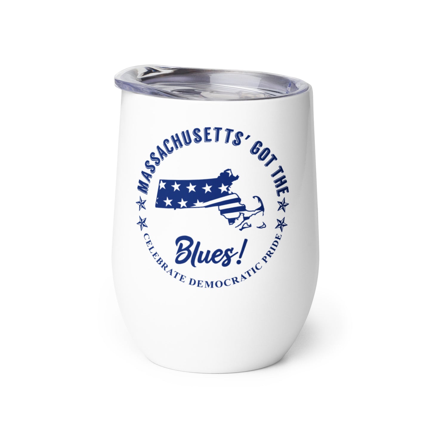Massachusetts Swag flag wine tumbler left
