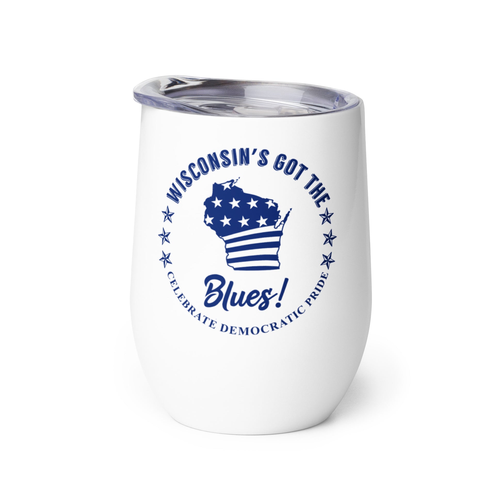 Wisconsin Swag flag wine tumbler left