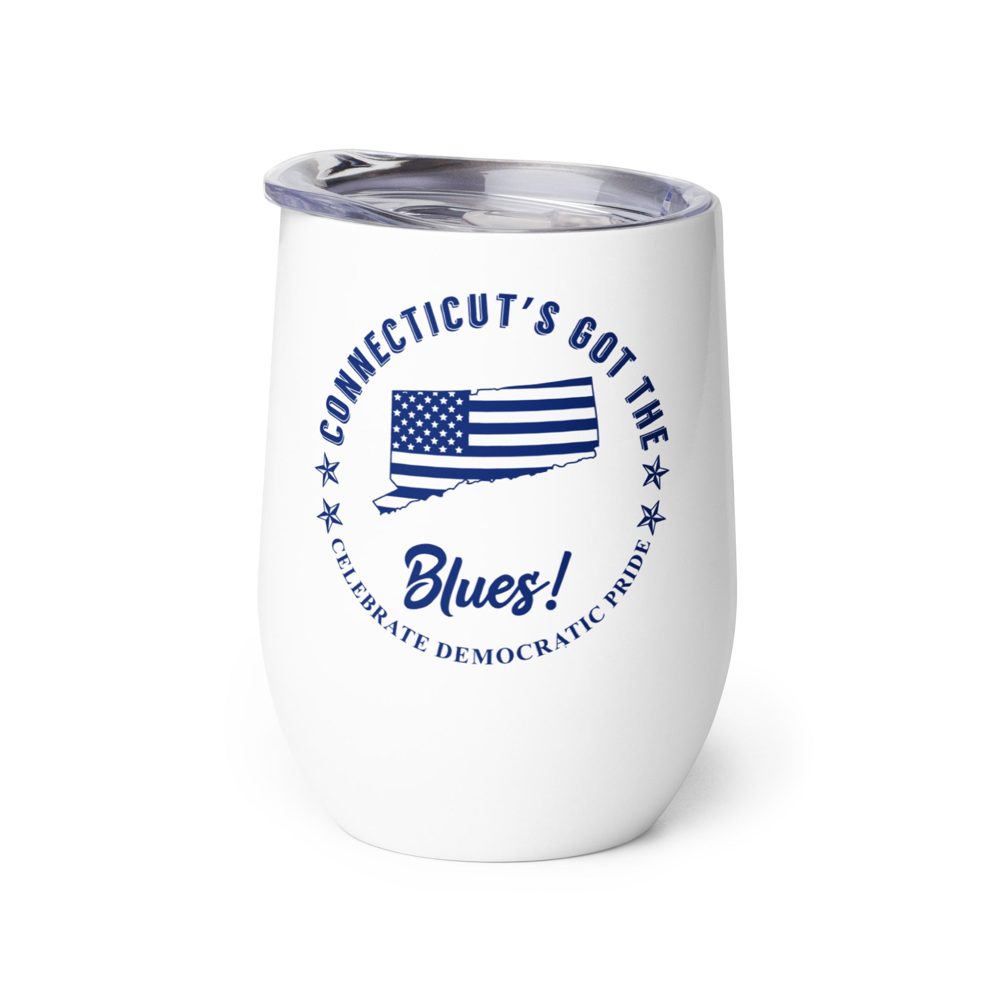 Connecticut Traditional flag wine tumbler left