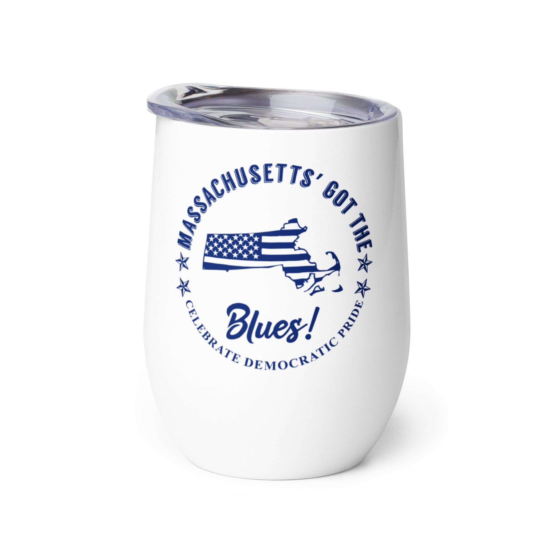 Massachusetts Traditional flag wine tumbler left
