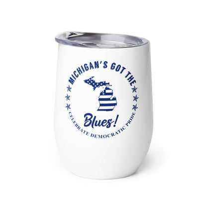 Michigan Traditional flag wine tumbler left