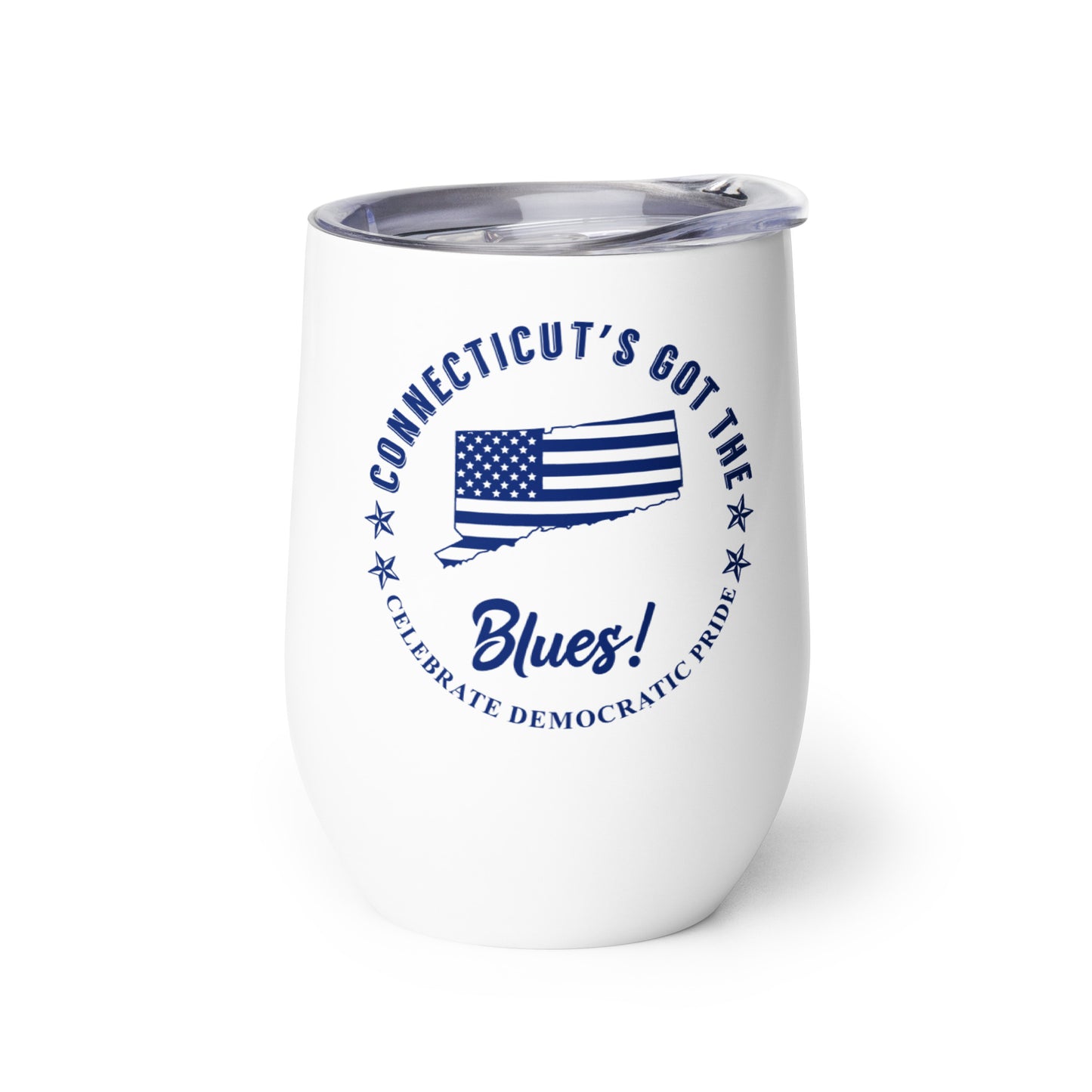 Connecticut Traditional flag wine tumbler right
