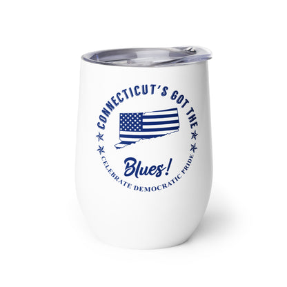 Connecticut Traditional flag wine tumbler right