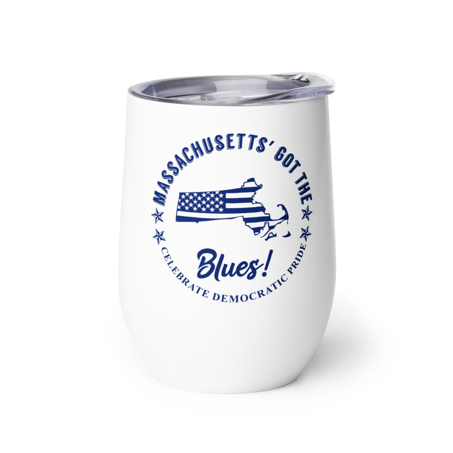 Massachusetts Traditional flag wine tumbler right