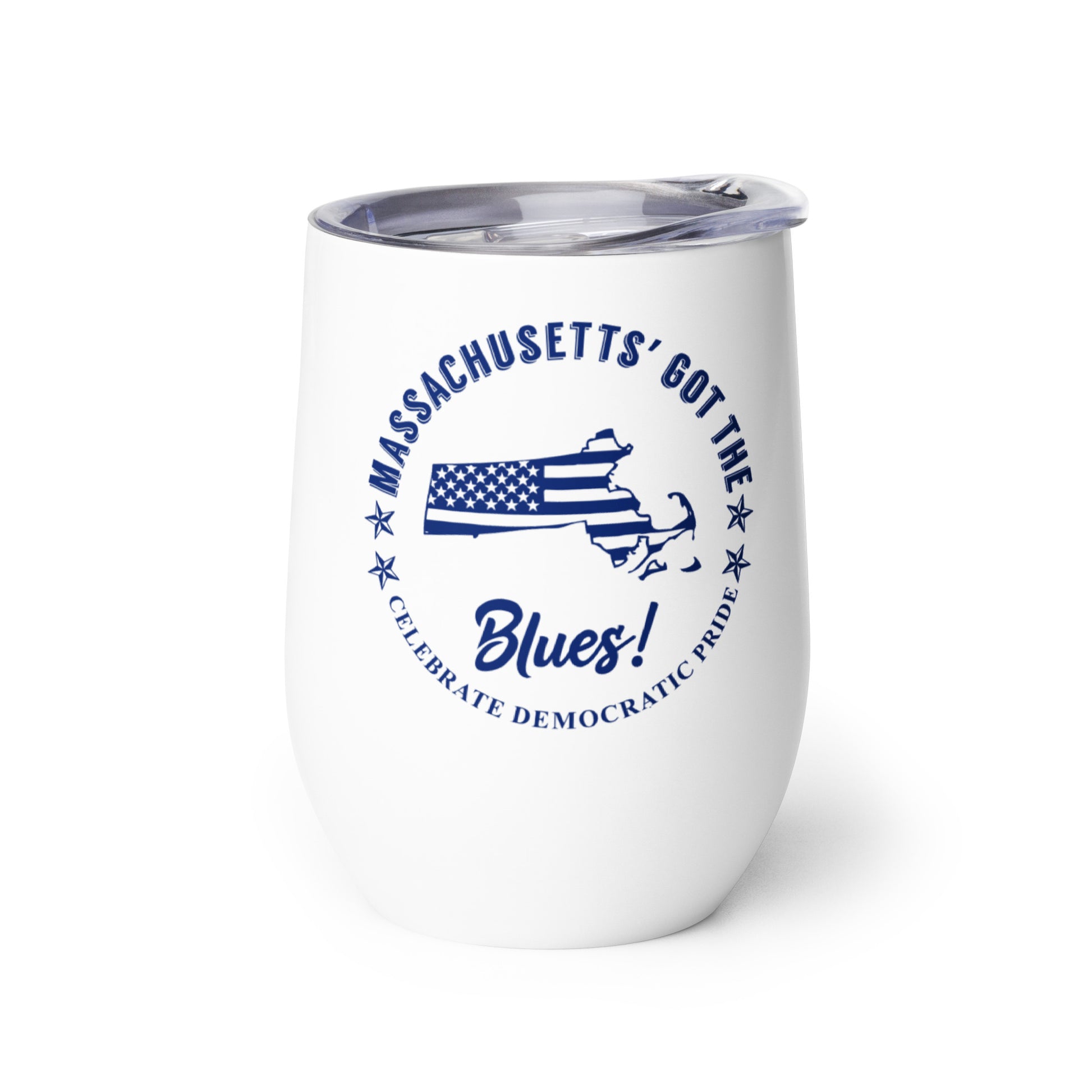Massachusetts Traditional flag wine tumbler right